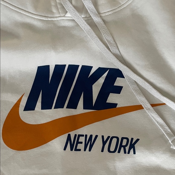 Nike White Hoodie with Bold Orange and Blue Accents - Picture 2 of 4